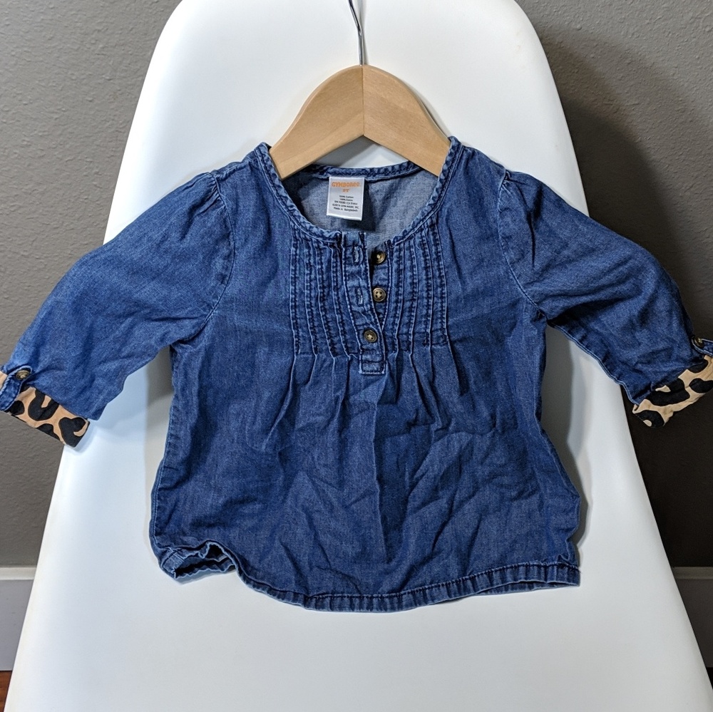 Gymboree 2T jean short with cheetah sleeve